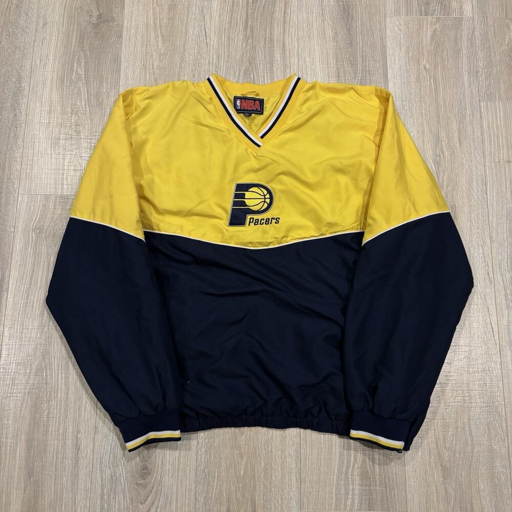 Vintage Indiana Pacers Windbreaker Jacket Mens 2XL 90s NBA Cotton Lined Pullover